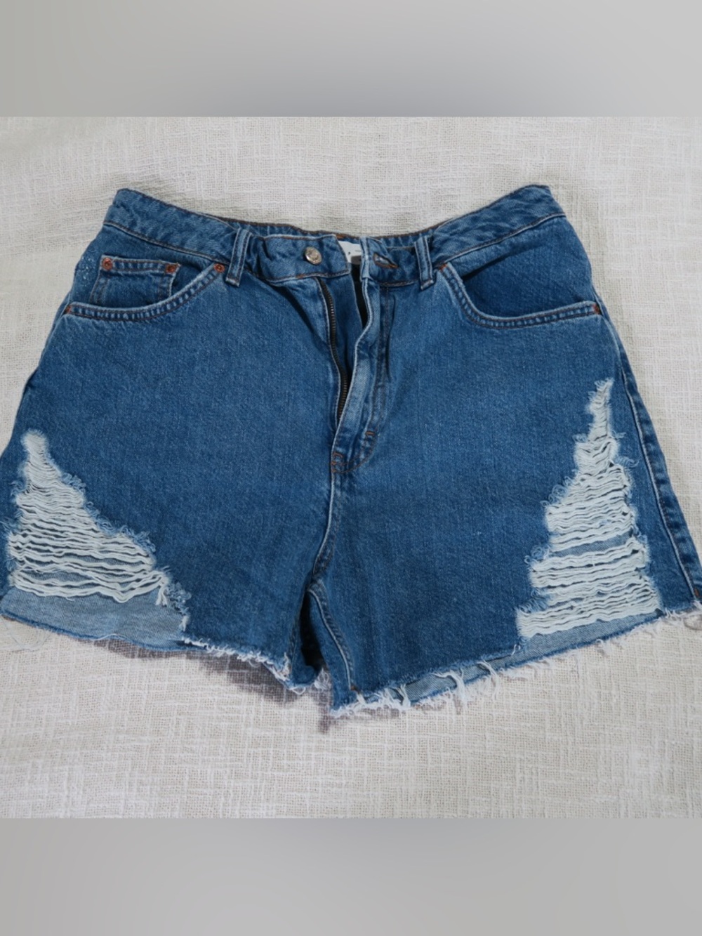 Topshop Distressed Cutoff Jean Shorts - Blue